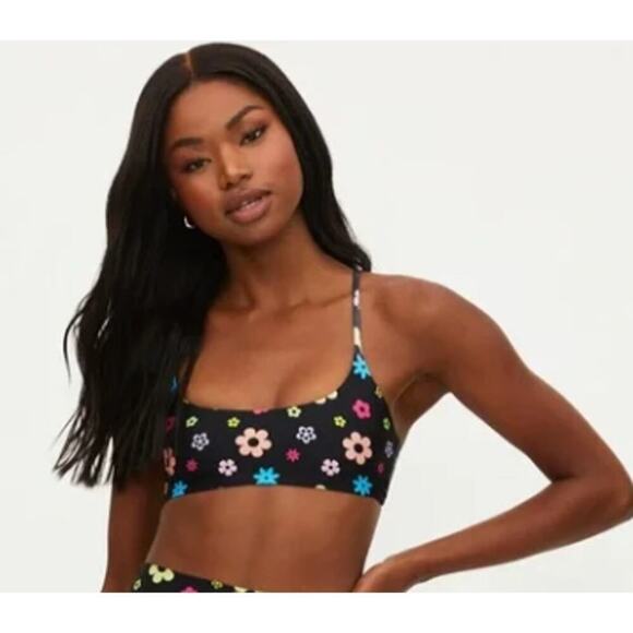 Beach Riot Lou Bikini Top Floral Printed Size Medium Flower Power Print PLL - Picture 2 of 9